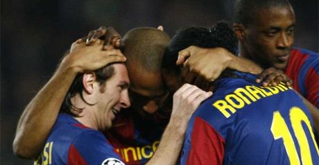 Front three: Messi, Henry and Ronaldinho