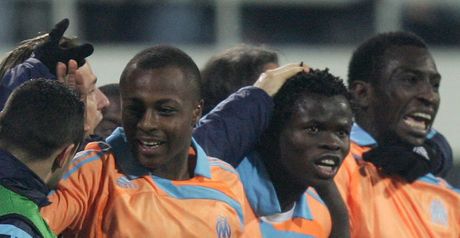 Goal: Marseille celebrate after Taye Taiwo's equaliser
