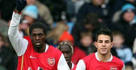 Adebayor celebrates his first goal