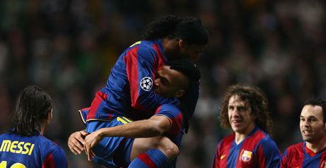 Barca celebrate Henry's leveller