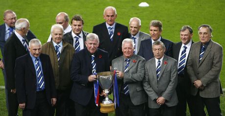 Rangers' 1972 Cup Winners' Cup team with the trophy at Ibrox