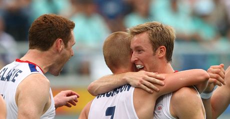 The British celebrate one of their four goals