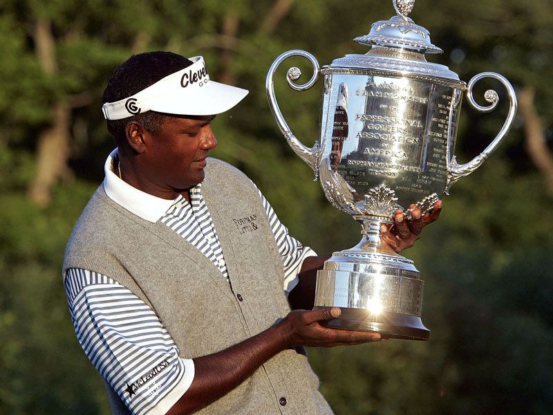 ...to get his hands on a second PGA Championship trophy following his 1998 victory at Sahalee Country Club in Redmond.