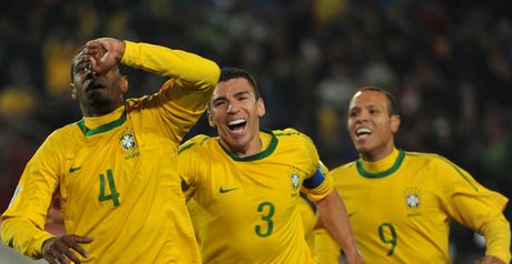 Juan celebrates his opening goal