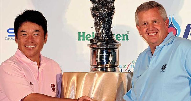 Ozaki (left) pictured with Monty ahead of this year's Royal Trophy