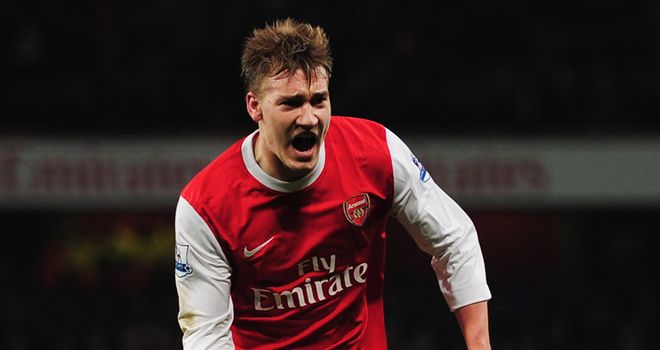 Bendtner: Has failed to secure regular first-team football at Arsenal this season