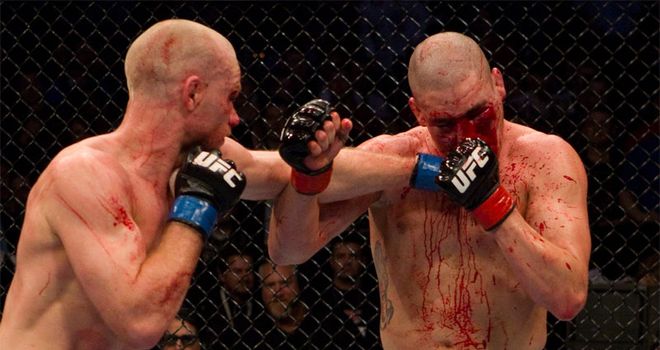 Sanchez (r): was blooded but victorious after a battle royale with Kampmann