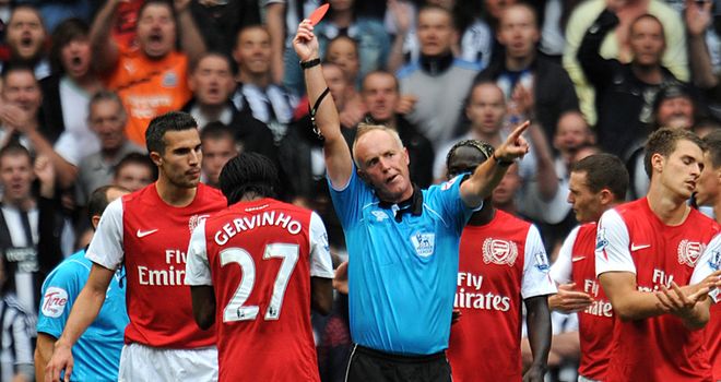 Gervinho: Was handed a red card on his debut for Arsenal