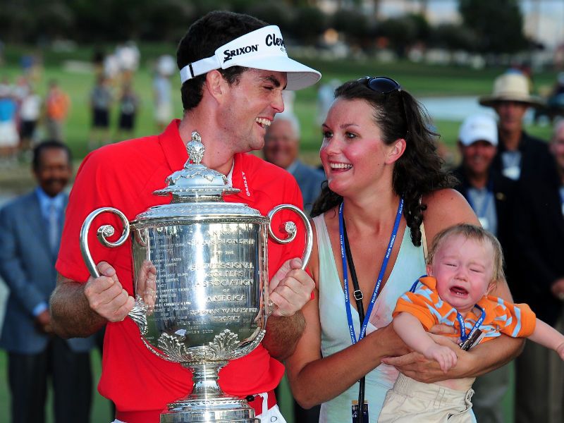 Bradley celebrates with wife Madison and son Aiden.