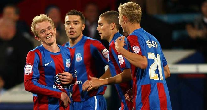 Williams (left): Celebrates his goal for Palace