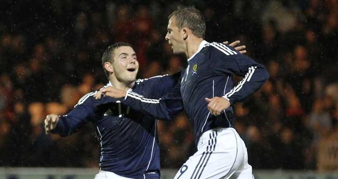 Jordan Rhodes: Bagged a double for Scotland's youngsters as they drew with Austria