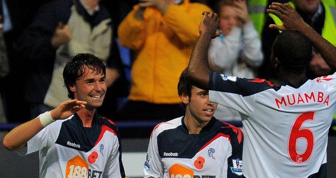 Chris Eagles (l): Grabbed two goals in Bolton's 5-0 win over Stoke but afterwards praised his manager Owen Coyle for giving him self-belief