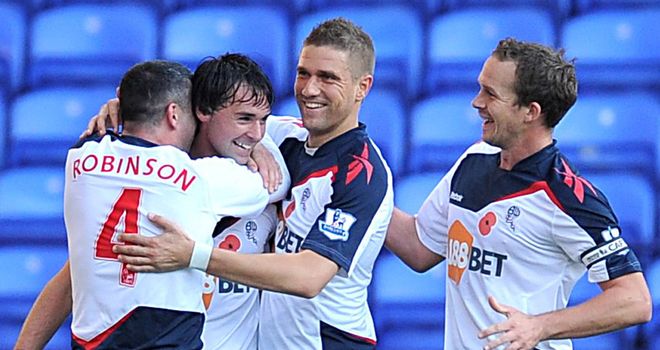 Chris Eagles: Midfielder mobbed by team-mates during Bolton's victory over Stoke at home