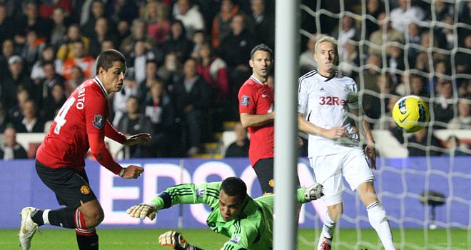 Javier Hernandez bundled home after 11 minutes to put Manchester United in front