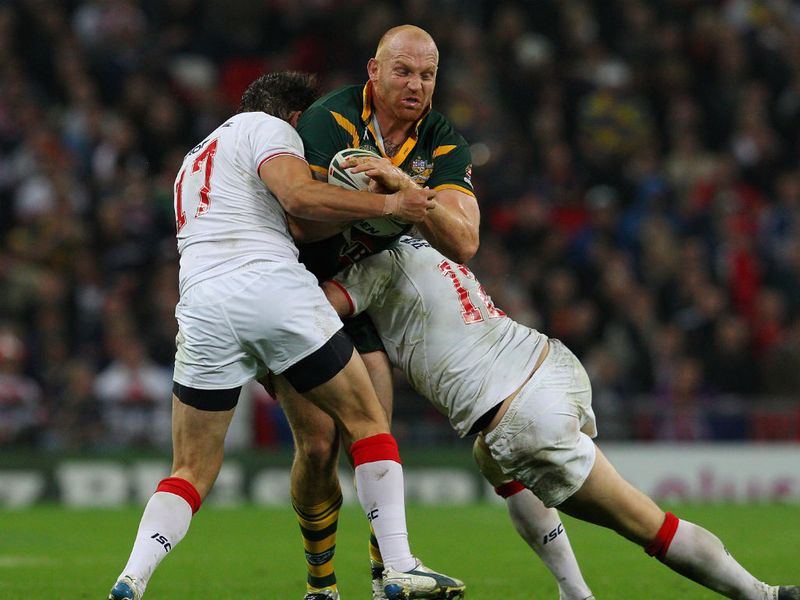 Jon Wilkin and Ben Westwood combine to tackle Keith Galloway