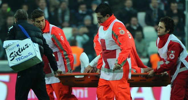 Alessandro Del Piero: Had to be stretchered from the pitch after being kicked in the face