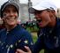 Azahara Munoz (left) and Suzann Pettersen celebrate victory