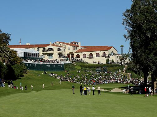 The famous 18th and clubhouse at Riviera.
