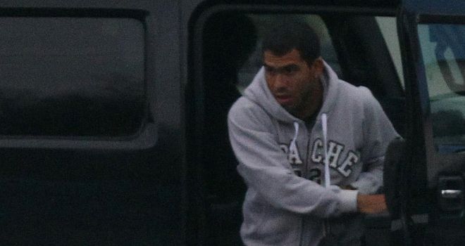 Tevez: The Manchester City striker is back in training but is unlikely to feature against Blackburn on Saturday