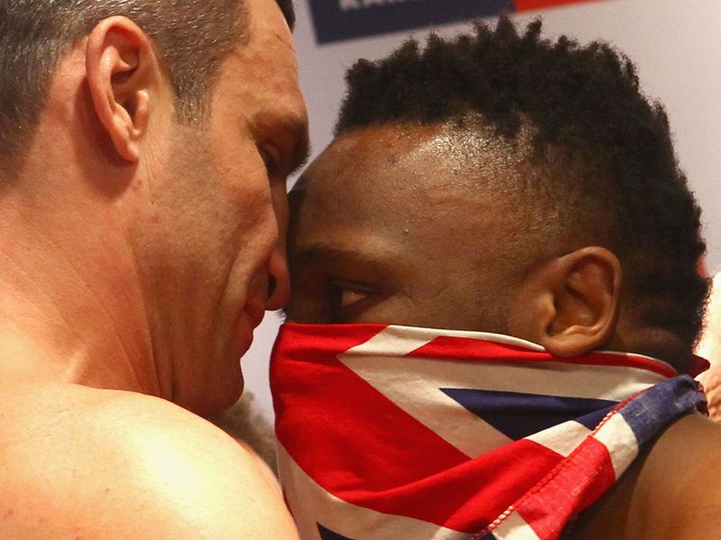The combatants go nose to nose for the final pre-fight photos