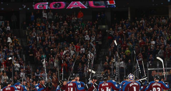 The Colorado Avalanche celebrate their victory