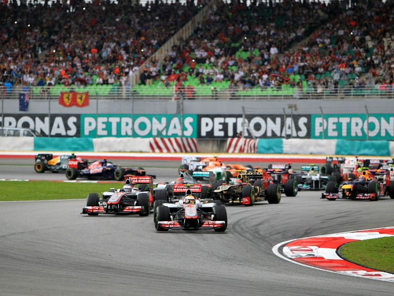 Lewis Hamilton held off Jenson Button at the start