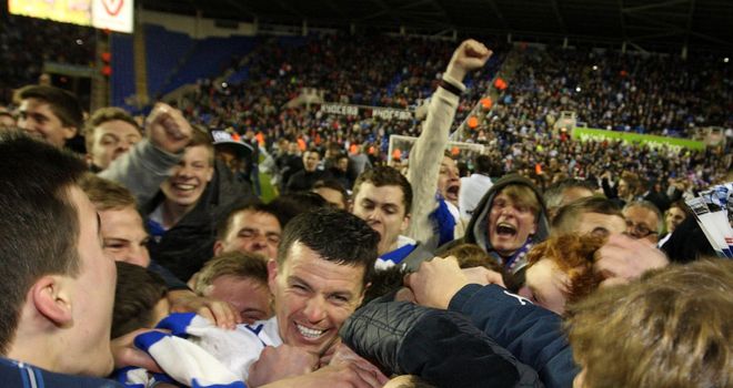 Ian Harte: in happier times celebarting Reading's recent Premier League promotion