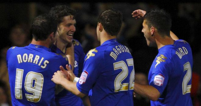 Halford: Celebrates his goal on Tuesday evening