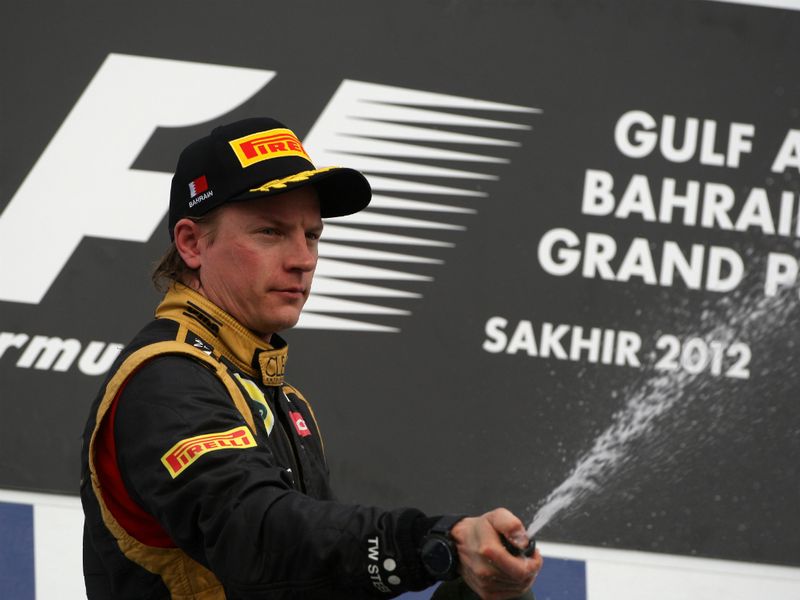 Kimi sprays the champagne