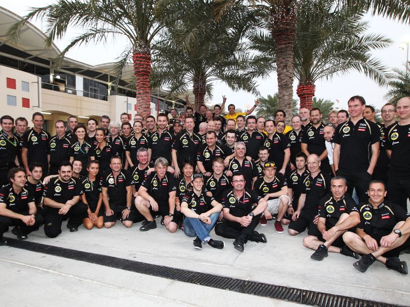 The Lotus team celebrate