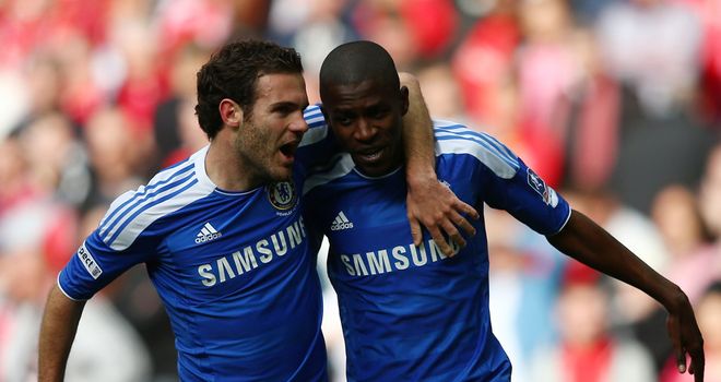 Juan Mata: Celebrates with goalscorer Ramires in the FA Cup success over Liverpool
