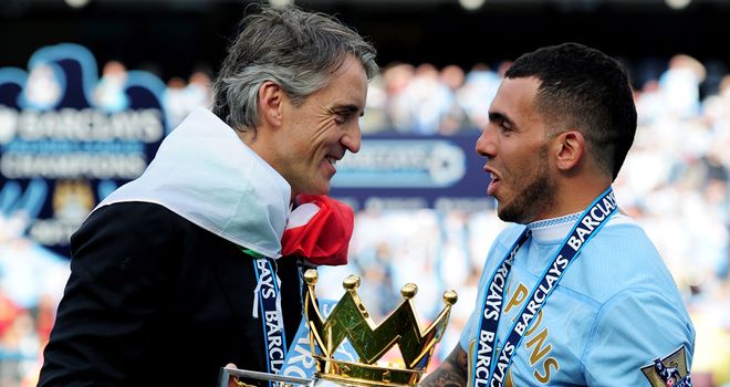 Carlos Tevez & Roberto Mancini: 'He is an important player because he has experience in this moment and also now he can help Mario which is important'