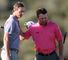 Nicolas Colsaerts (L) is congratulated by Graeme McDowell (R) after winning the Volvo World Match Play final