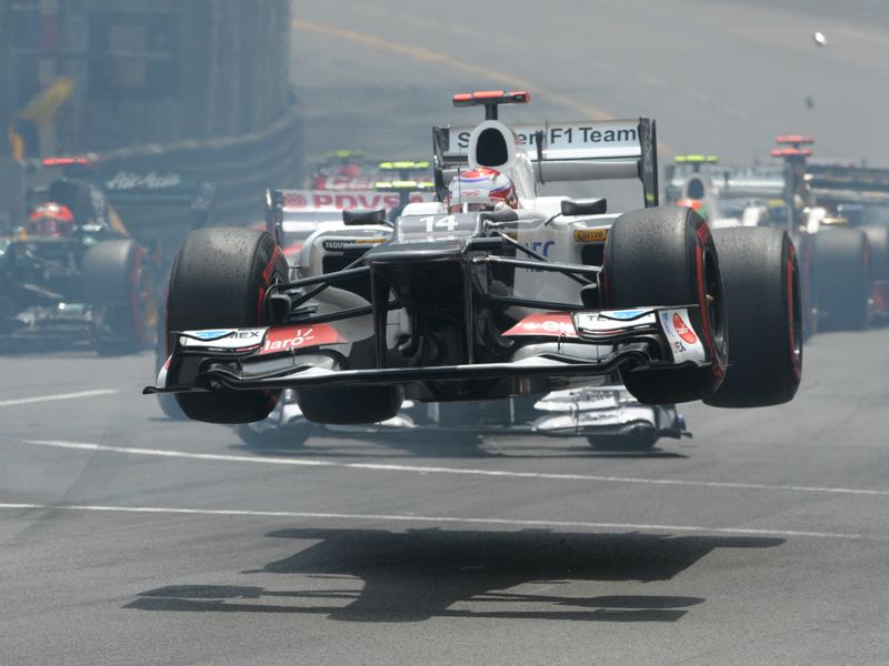 Kamui Kobayashi gets airborne
