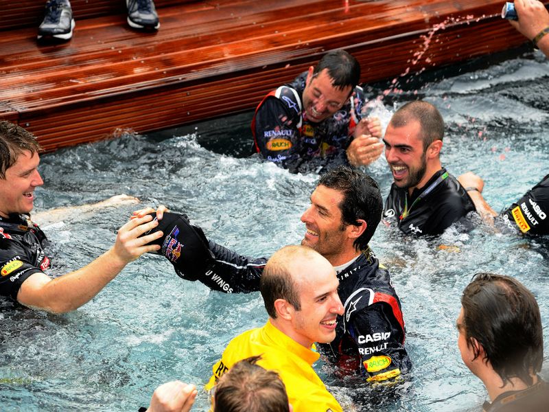 Mark Webber in the pool