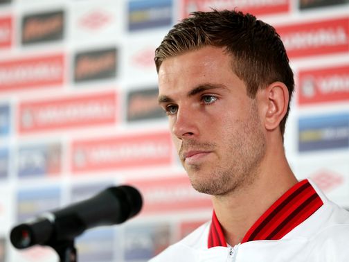 Jordan Henderson faces the press on Wednesday.