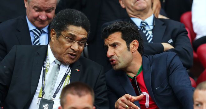 Eusebio: Joined Luis Figo in the stands for Portugal's victory over the Czech Republic
