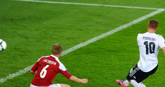 Lukas Podolski: Arsenal's striker in action for Germany during the Euros