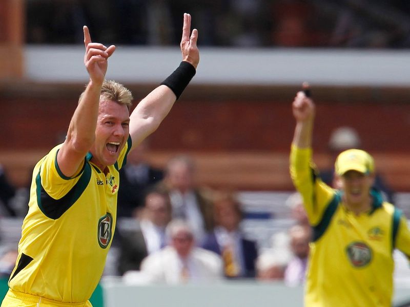 ...before being trapped lbw by Brett Lee.