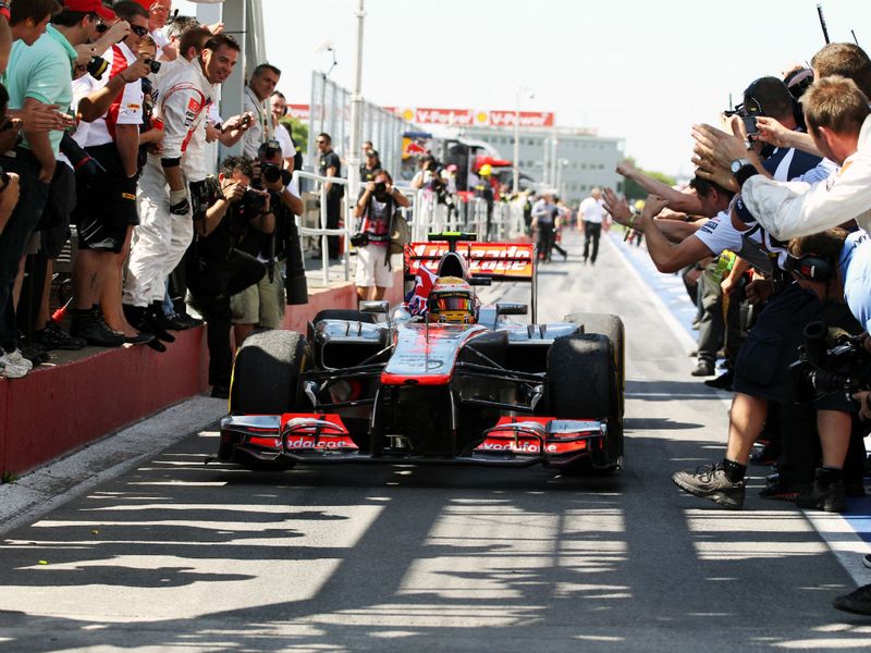 The winner is congratulated