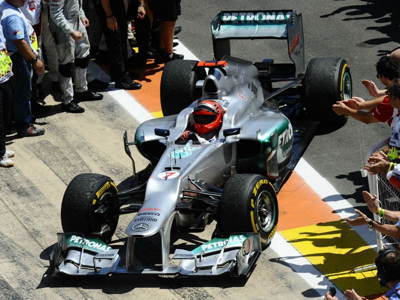 Schumacher enters parc ferme