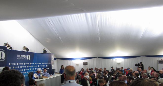 New Open champ Ernie Els speaking at his press conference.