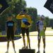 They were joined by third-placed Vincenzo Nibali (right)