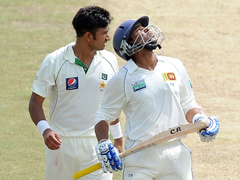 Tillakaratne Dilshan raised his eyes to the heavens after scoring his third consecutive score of fifty or more.