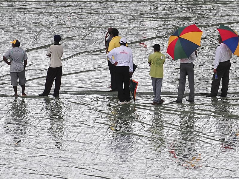 Rain delayed play for over an hour after lunch, with the score on 135 for one.