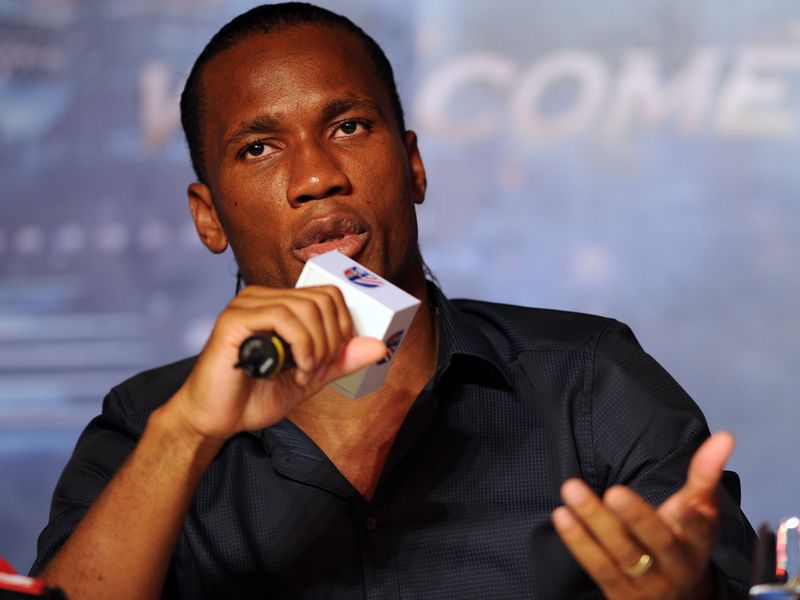 Drogba addresses the media