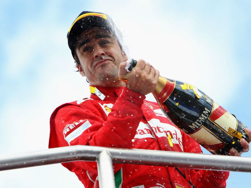 Alonso sprays the bubbly