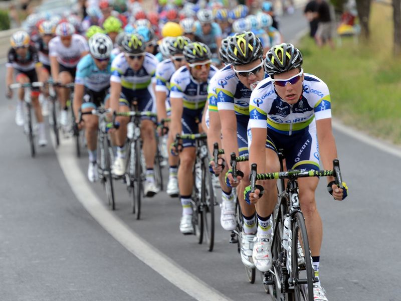 Orica-GreenEDGE took control of the peloton early on