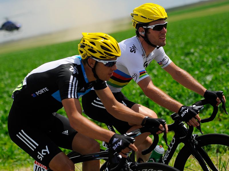 Richie Porte rides alongside Cavendish