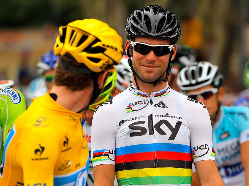 Mark Cavendish and Bradley Wiggins at the start - they were to combine brilliantly at the end of the stage